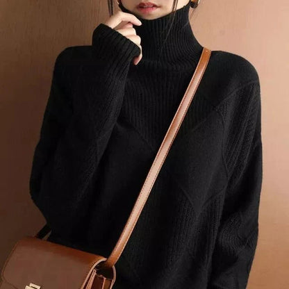 Stylische Damenpullover Ripp-Turtleneck-Design