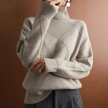 Stylische Damenpullover Ripp-Turtleneck-Design