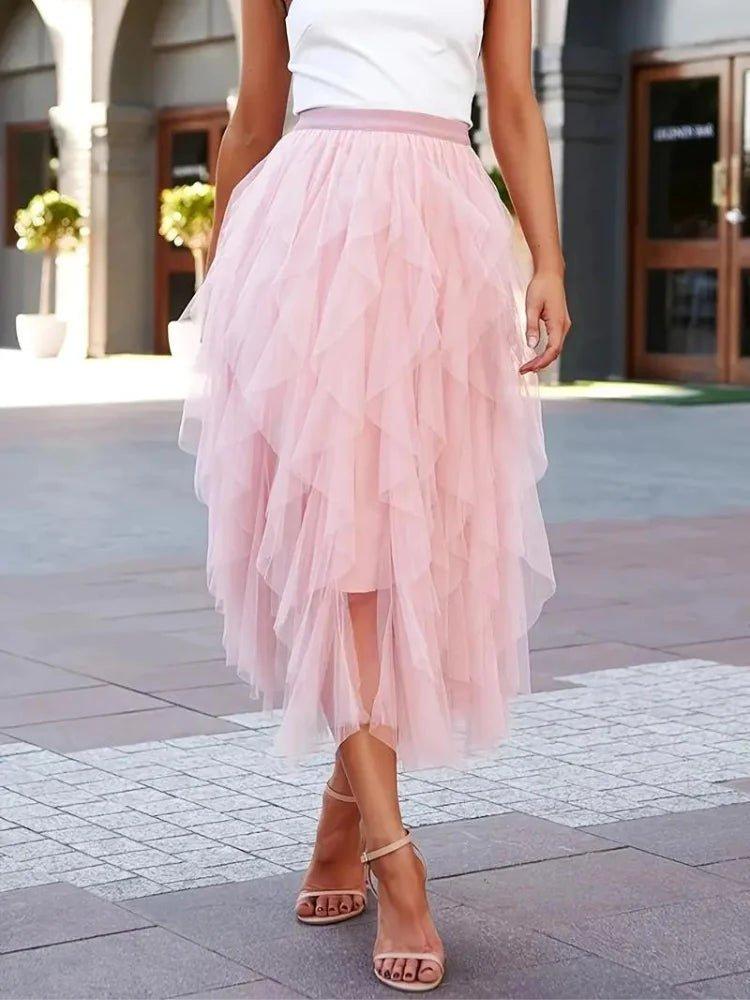 Midirock Damen Tüll Rock Elegant - IdealeKleiden