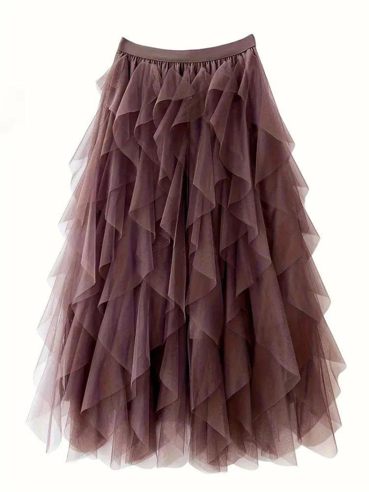 Midirock Damen Tüll Rock Elegant