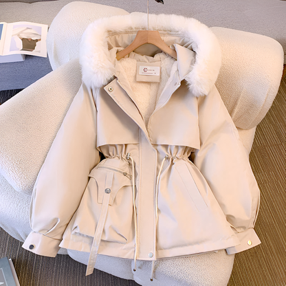 Damen Winterparka Mantel Kunstfell Kapuze - IdealeKleiden