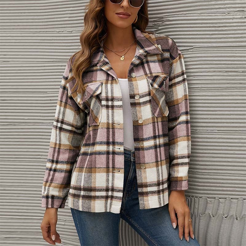 Karierter Wintermantel Damen Herbstmode