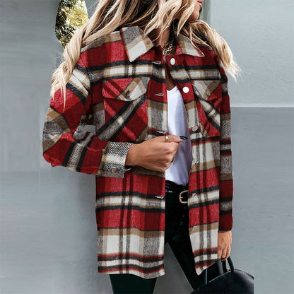 Karierter Wintermantel Damen Herbstmode