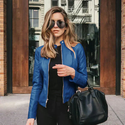 Italienische Lederjacke Elegant Schwarz