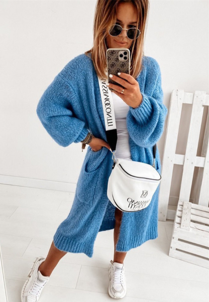 Lange DamenCardigan Mit Taschen