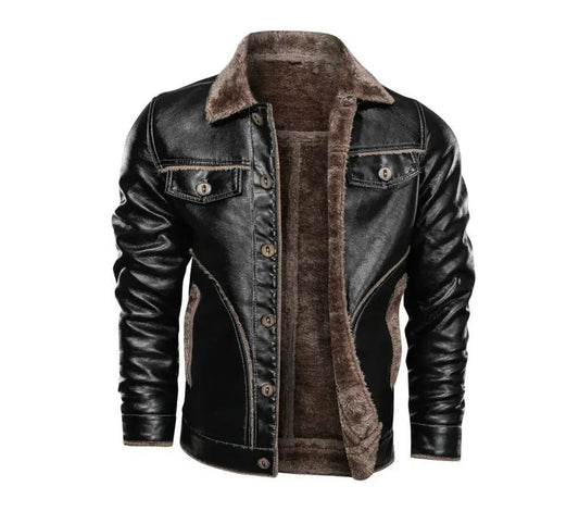 Lederjacke Herren Motorrad Style - IdealeKleiden
