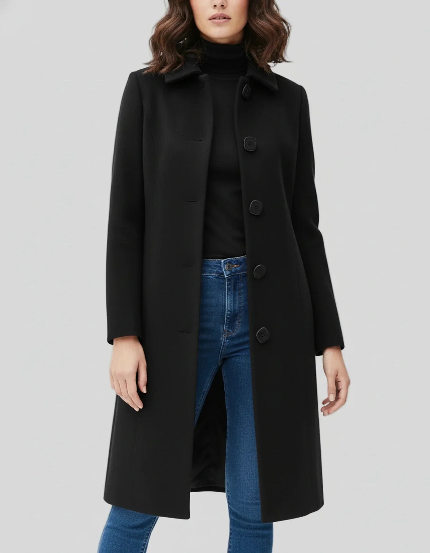 Damen Winterjacke Lang Knopfleiste Elegant - IdealeKleiden