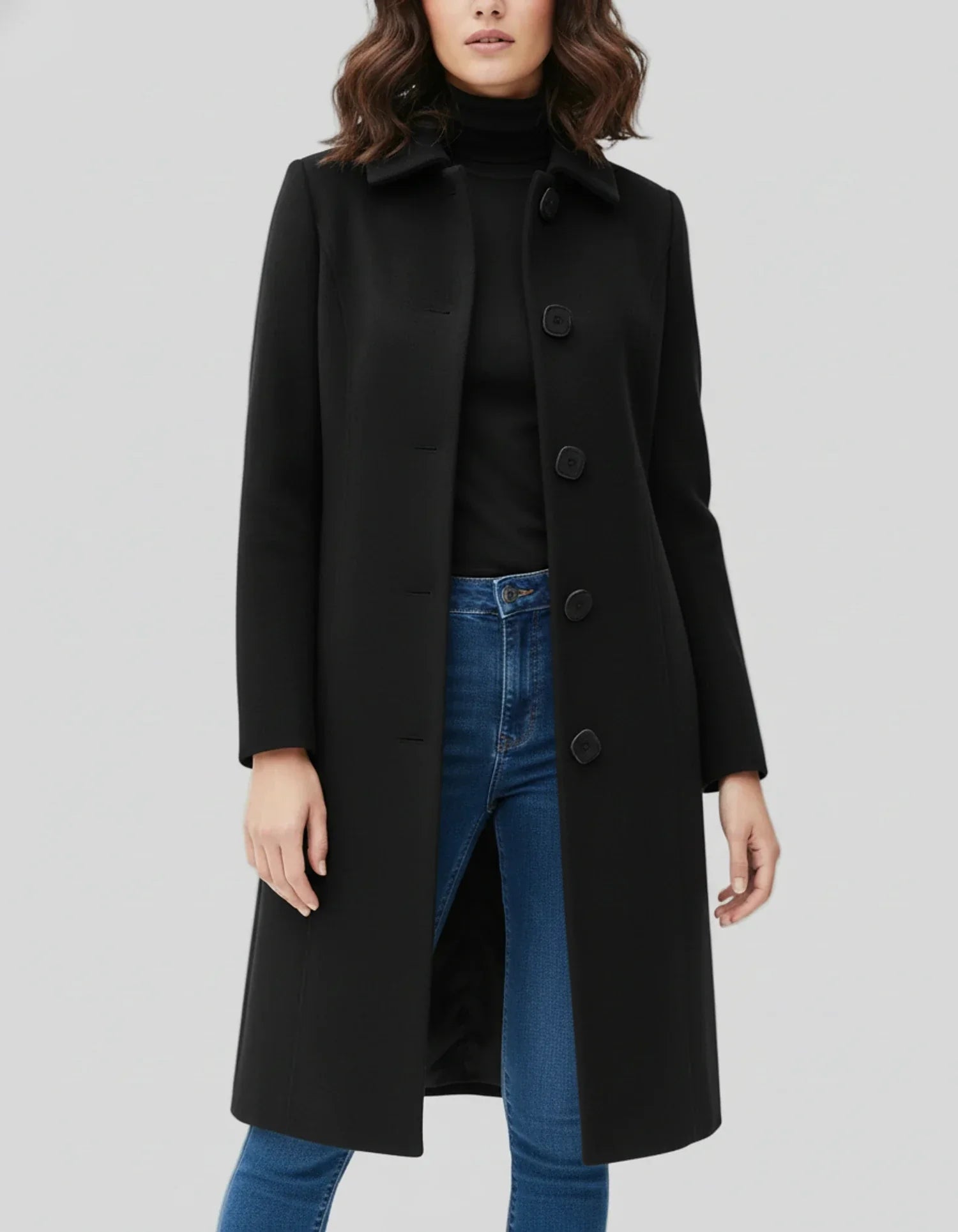 Damen Winterjacke Lang Knopfleiste Elegant - IdealeKleiden