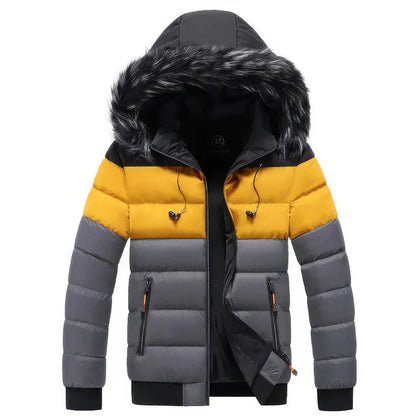 Herren Winterparka Mantel mit Pelz Kragen