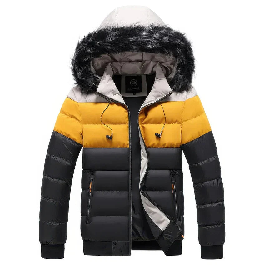 Herren Winterparka Mantel mit Pelz Kragen