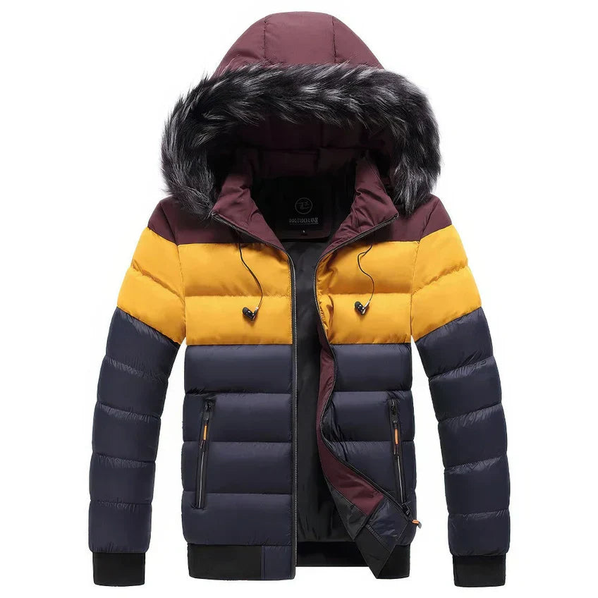 Herren Winterparka Mantel mit Pelz Kragen