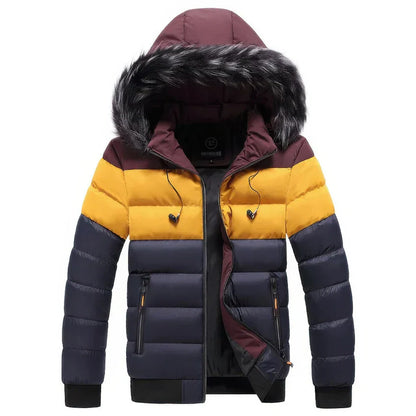 Herren Winterparka Mantel mit Pelz Kragen