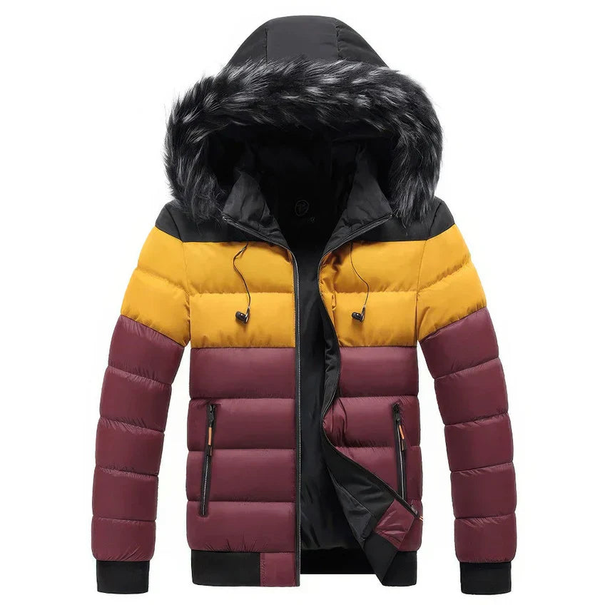 Herren Winterparka Mantel mit Pelz Kragen - IdealeKleiden