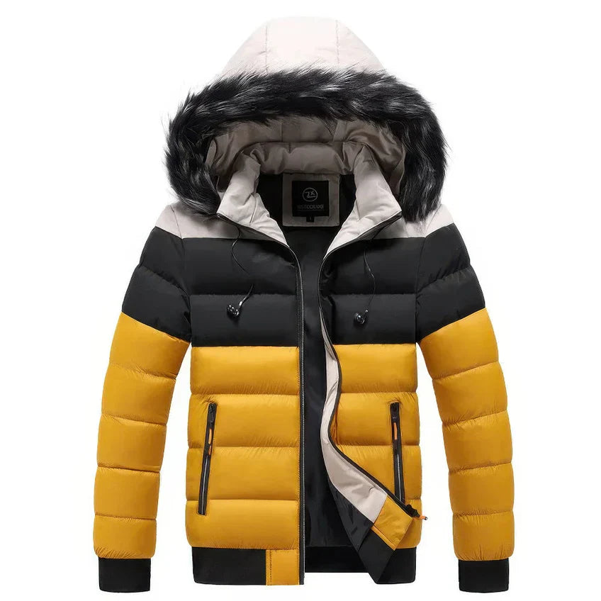 Herren Winterparka Mantel mit Pelz Kragen