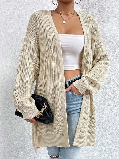 Kuschelige Cardigans | Lockere Mittellange Strickjacke V-Ausschnitt Bequem