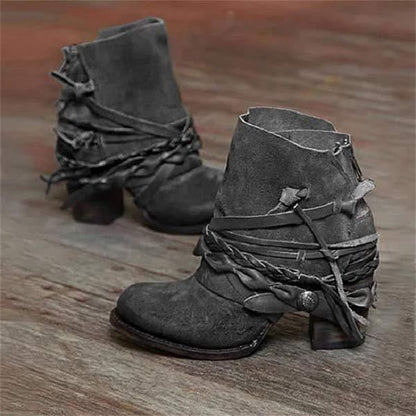 Weinlese Stiefel Elegant Schwarz
