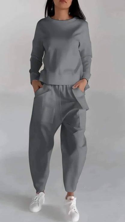 Kaschmir Zweiteiler Damen Elegant Rundhals