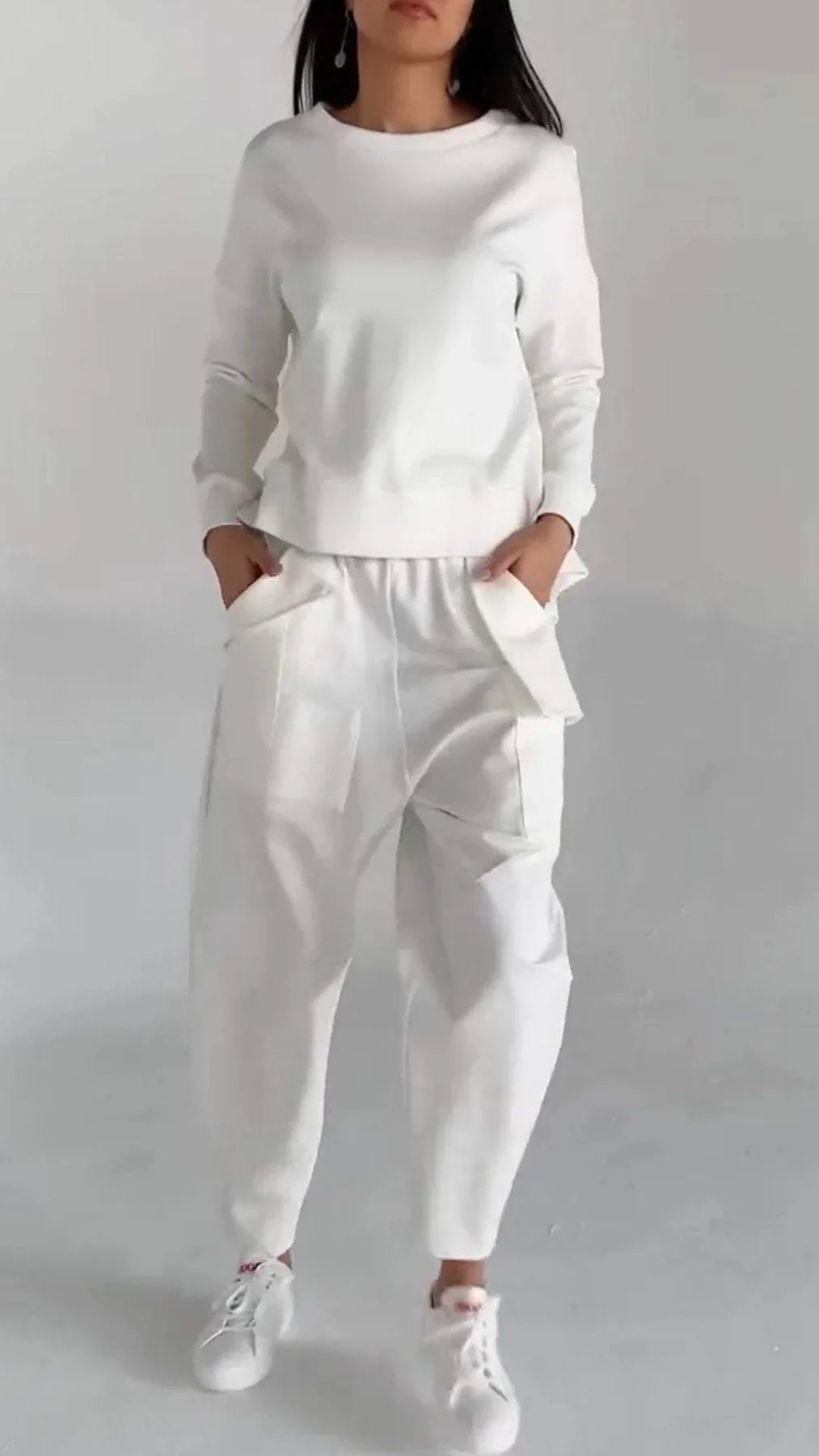 Kaschmir Zweiteiler Damen Elegant Rundhals