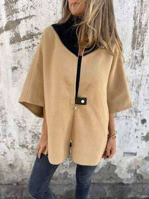 Stylische Stehkragenjacke Kurz Reißverschluss