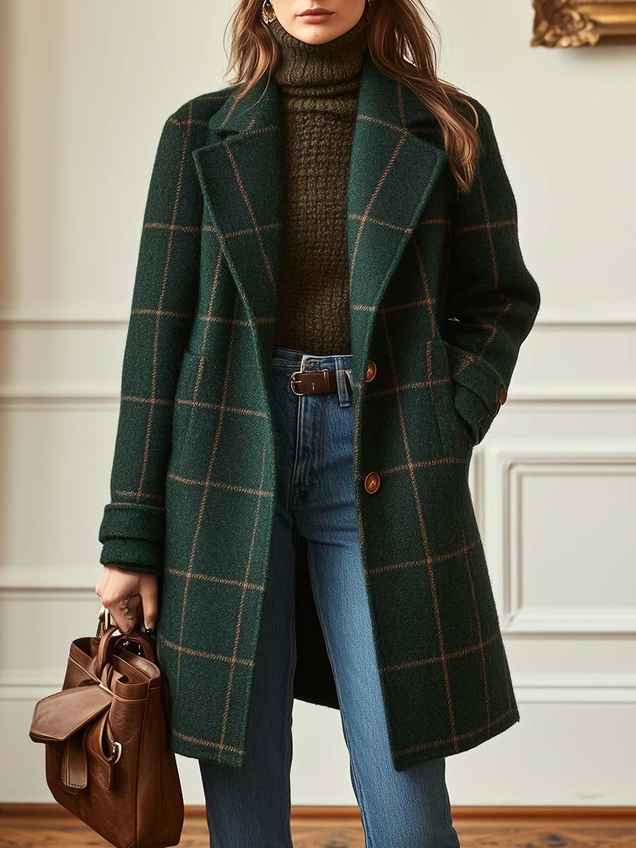 Karo-Mantel Damen Modern