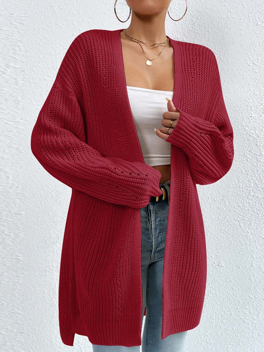 Kuschelige Cardigans | Lockere Mittellange Strickjacke V-Ausschnitt Bequem