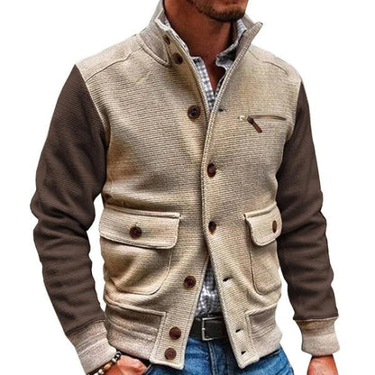 Herren Jacke Vintage Stehkragen Mit Vielen Taschen
