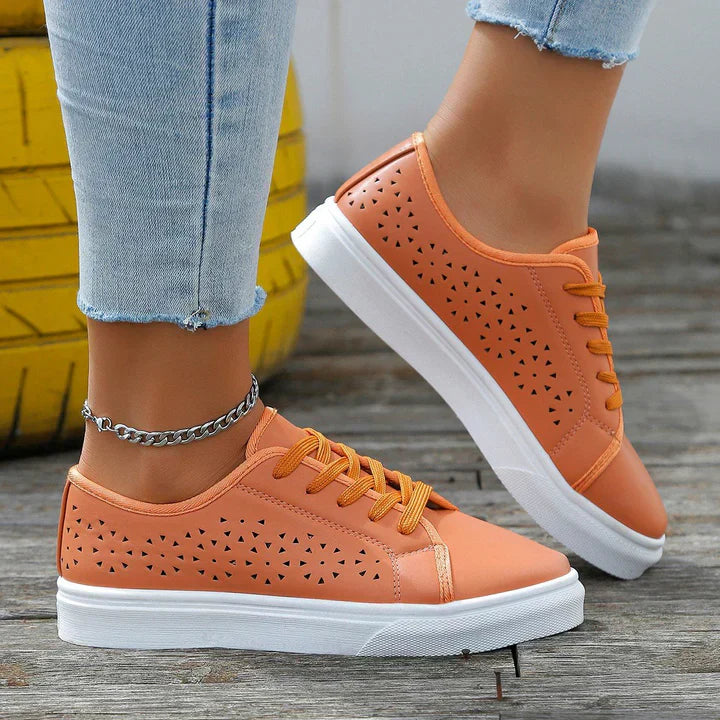 Damen Sneaker Beige Schnürsenkel