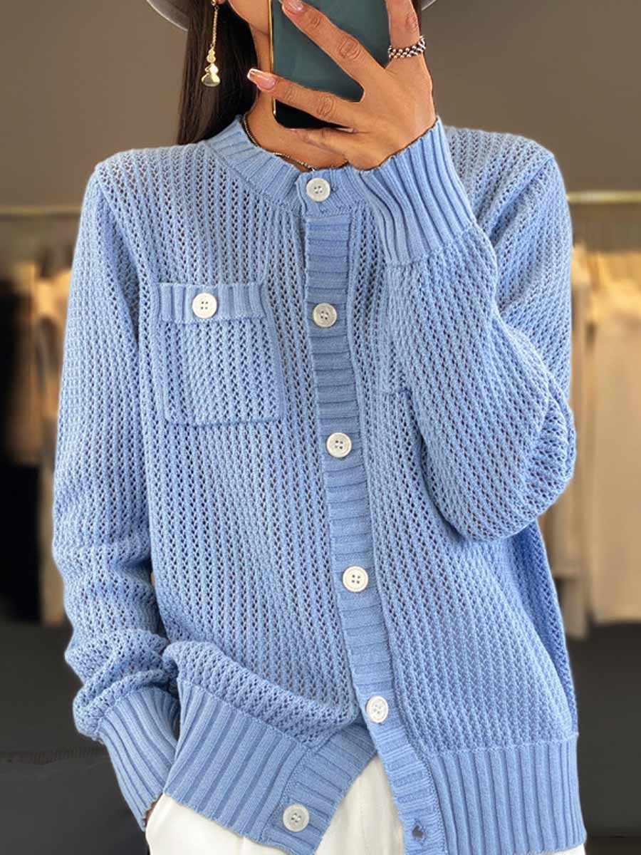 Kuschelige Cardigan Damen Rundhals Strick