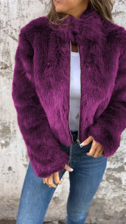 Elegante Damen Felljacke Luxus Komfort - IdealeKleiden