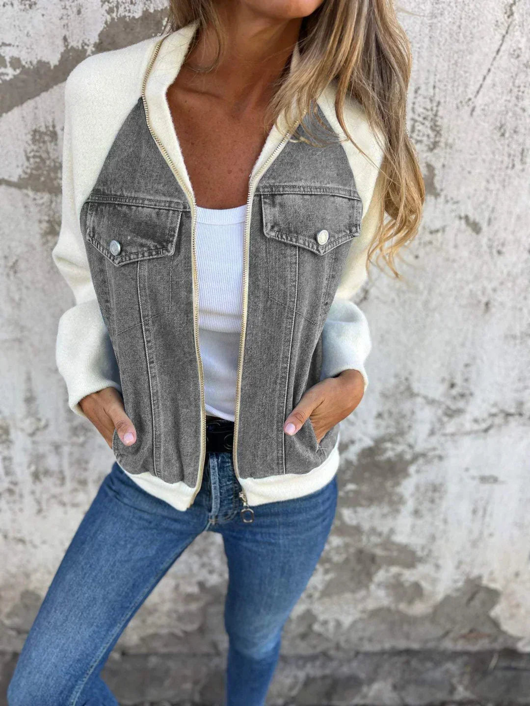 Moderne Denim-Jacke Frauen Trendy