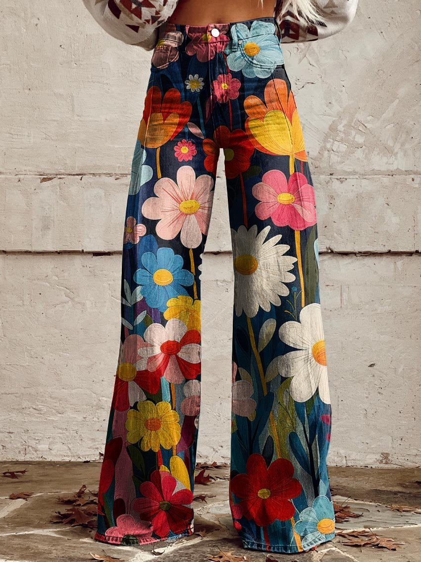 Moderne Blumenhose Frauen Trendy Style