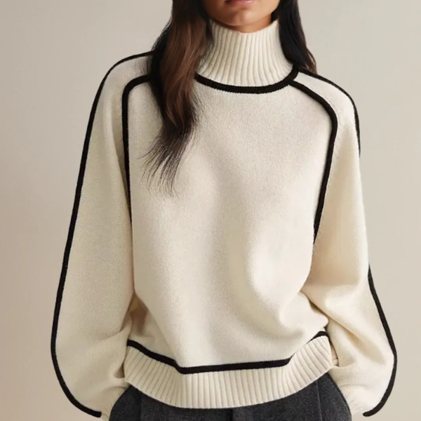 Damen Pullover Hochkragen Langarm