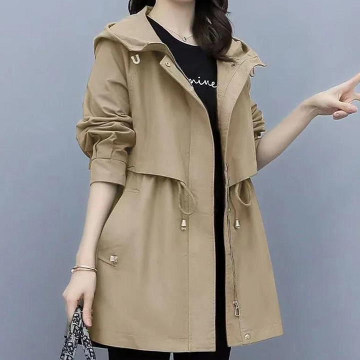 Herbstjacke Damen Kapuzenparka Schnürung Warm