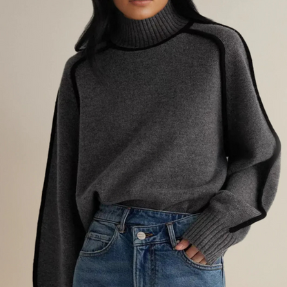 Damen Pullover Hochkragen Langarm