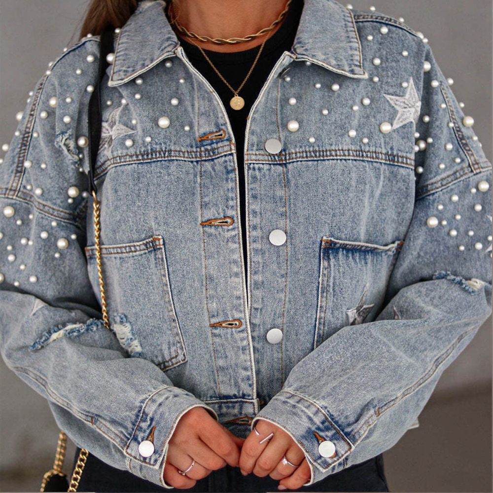 Herbst Jeansjacke Damen Modern Trendy - IdealeKleiden