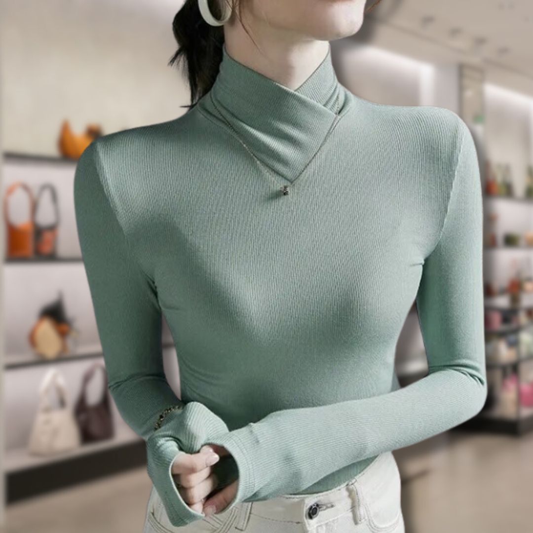 Weiche Damen Rollkragenpullover mit Spitze