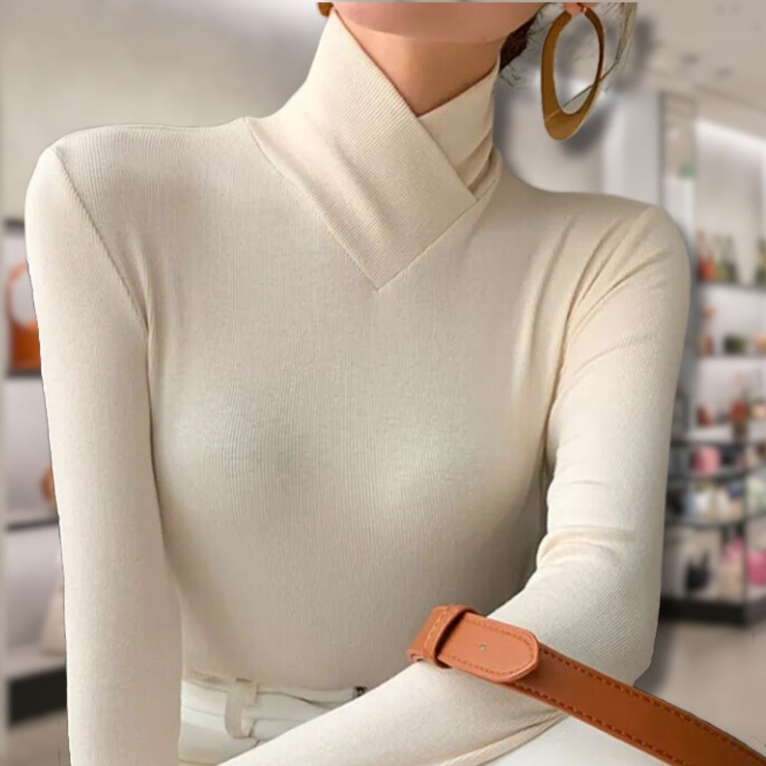 Weiche Damen Rollkragenpullover mit Spitze
