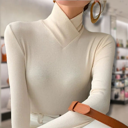Weiche Damen Rollkragenpullover mit Spitze
