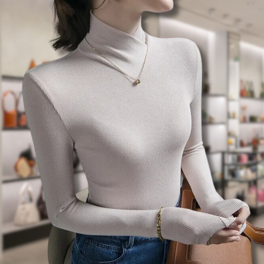 Weiche Damen Rollkragenpullover mit Spitze