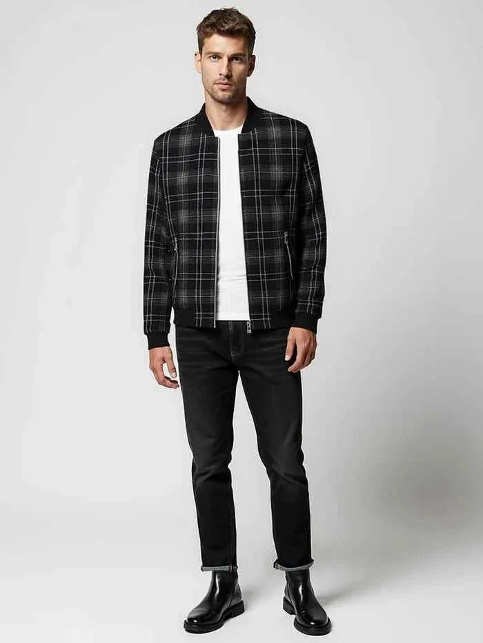 Herren Bomberjacke Karomuster Trendy - IdealeKleiden