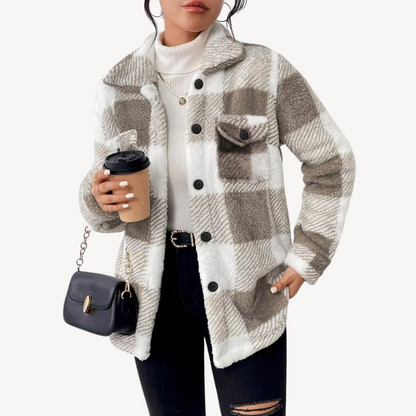Stylische Karo Fleecejacke Damen