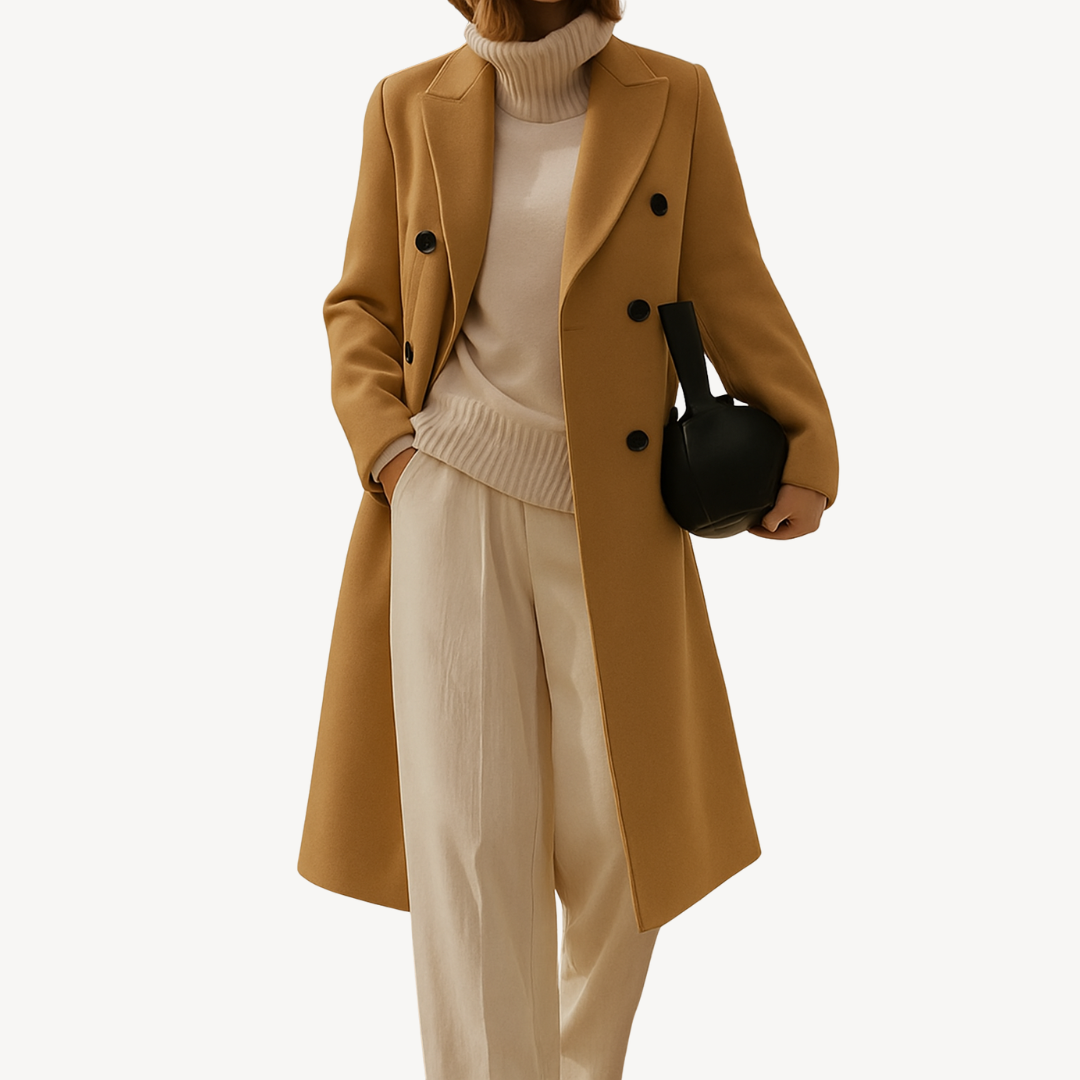 Eleganter Damen Wintermantel Doppelreiher