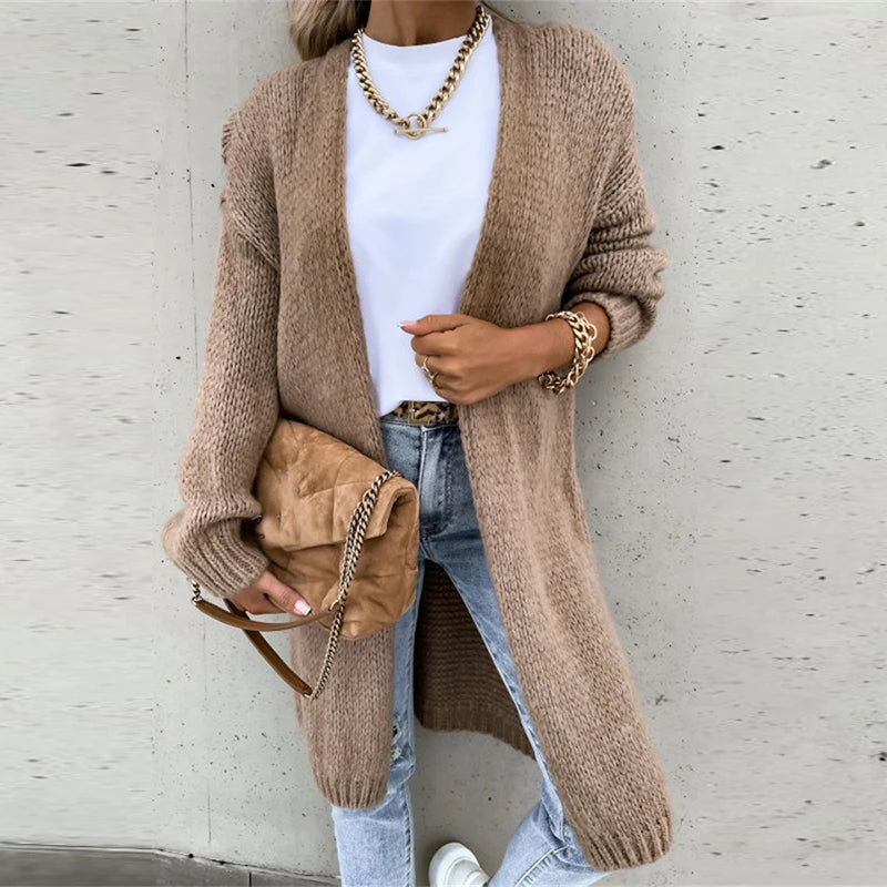 Elegante Damenstrickjacke Kaschmir Mittellang - IdealeKleiden