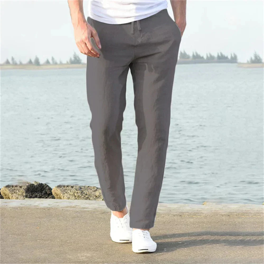 Herren Leinenhose Leicht Bequem Sommer