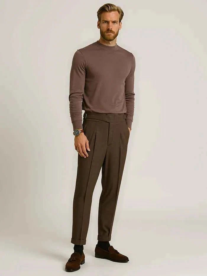 Herren Wollhose Elegant Mit Bundfalten