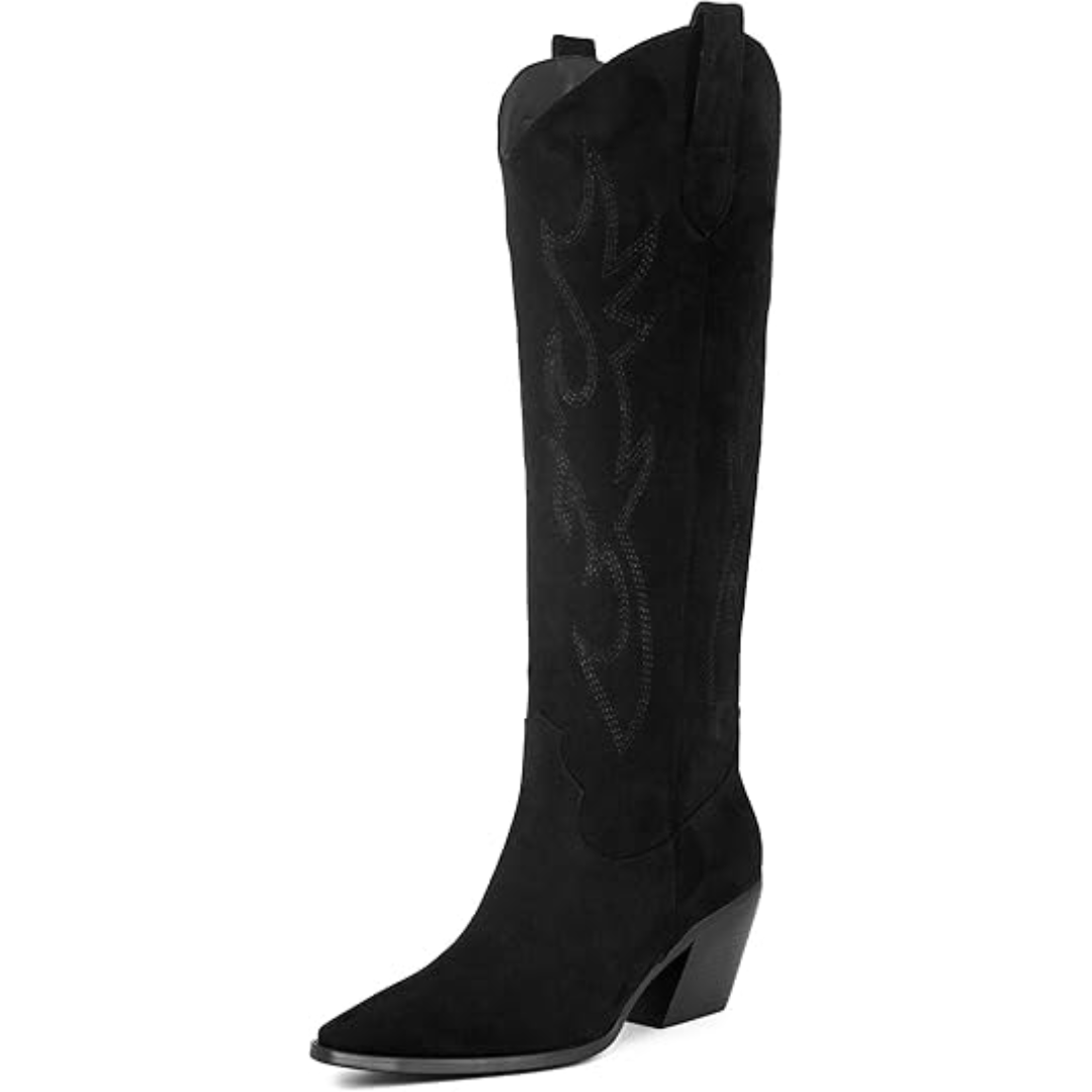 Stilvolle Cowboystiefel Niedrig Wildleder Optik