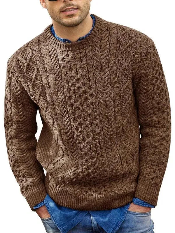 Stylische Herrenpullover Kabel Hals Design