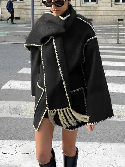 Kurze Lederjacke Mit Schalkragen