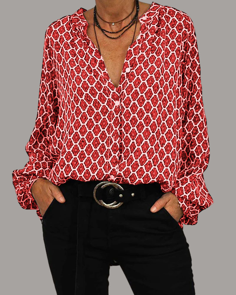 Elegante Bluse V-Ausschnitt Damen