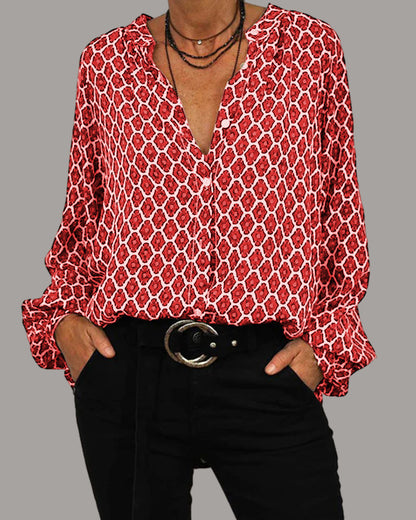 Elegante Bluse V-Ausschnitt Damen